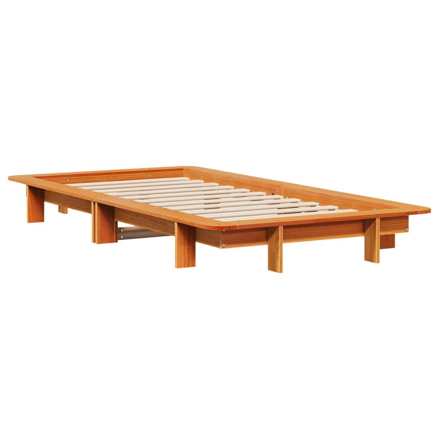 Bedframe massief grenenhout wasbruin 90x190 cm