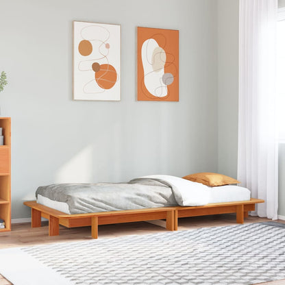 Bedframe massief grenenhout wasbruin 90x190 cm