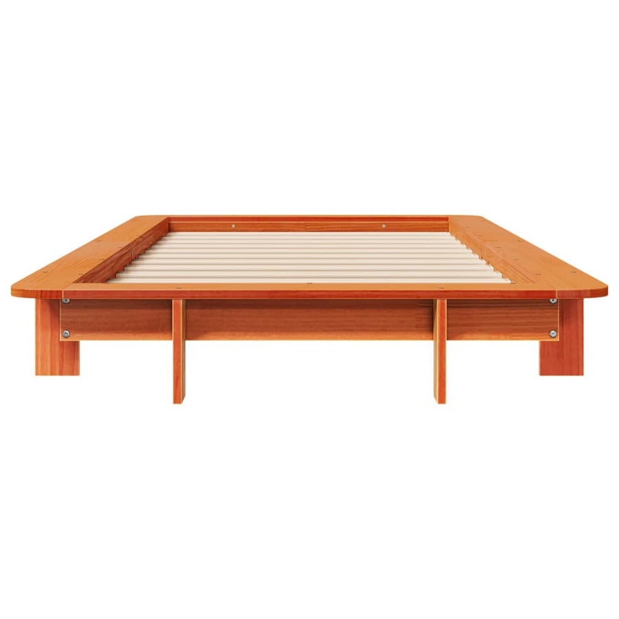 Bedframe massief grenenhout wasbruin 90x190 cm