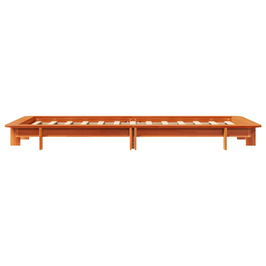 Bedframe massief grenenhout wasbruin 90x190 cm