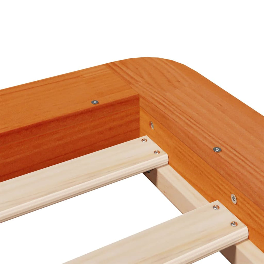 Bedframe massief grenenhout wasbruin 90x190 cm