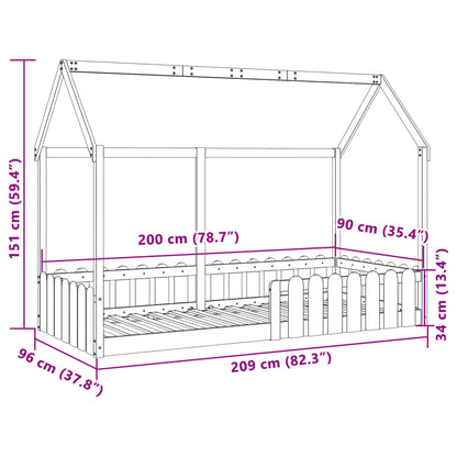 Bedhuis massief grenenhout 90x200 cm