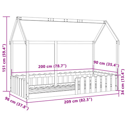 Bedhuis wasbruin massief grenenhout 90x200 cm