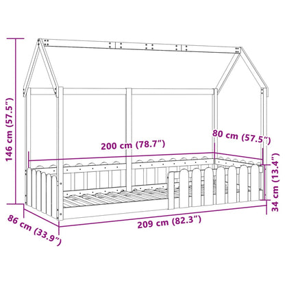 Bedhuis wit massief grenenhout 80x200 cm
