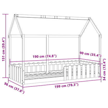 Bedhuis massief grenenhout 90x190 cm