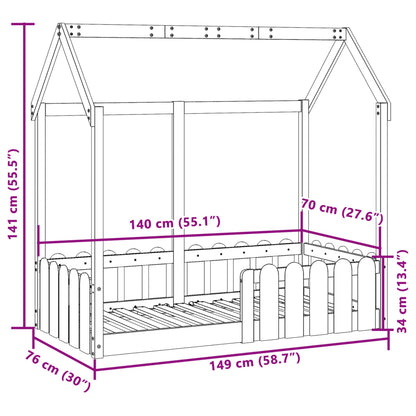 Bedhuis wit massief grenenhout 70x140 cm