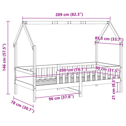 Bedhuis wit massief grenenhout 80x200 cm