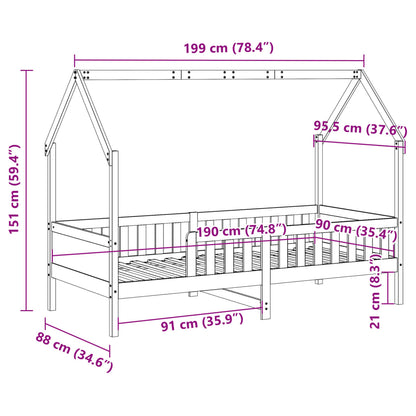 Bedhuis massief grenenhout 90x190 cm