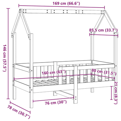Bedhuis massief grenenhout 80x160 cm