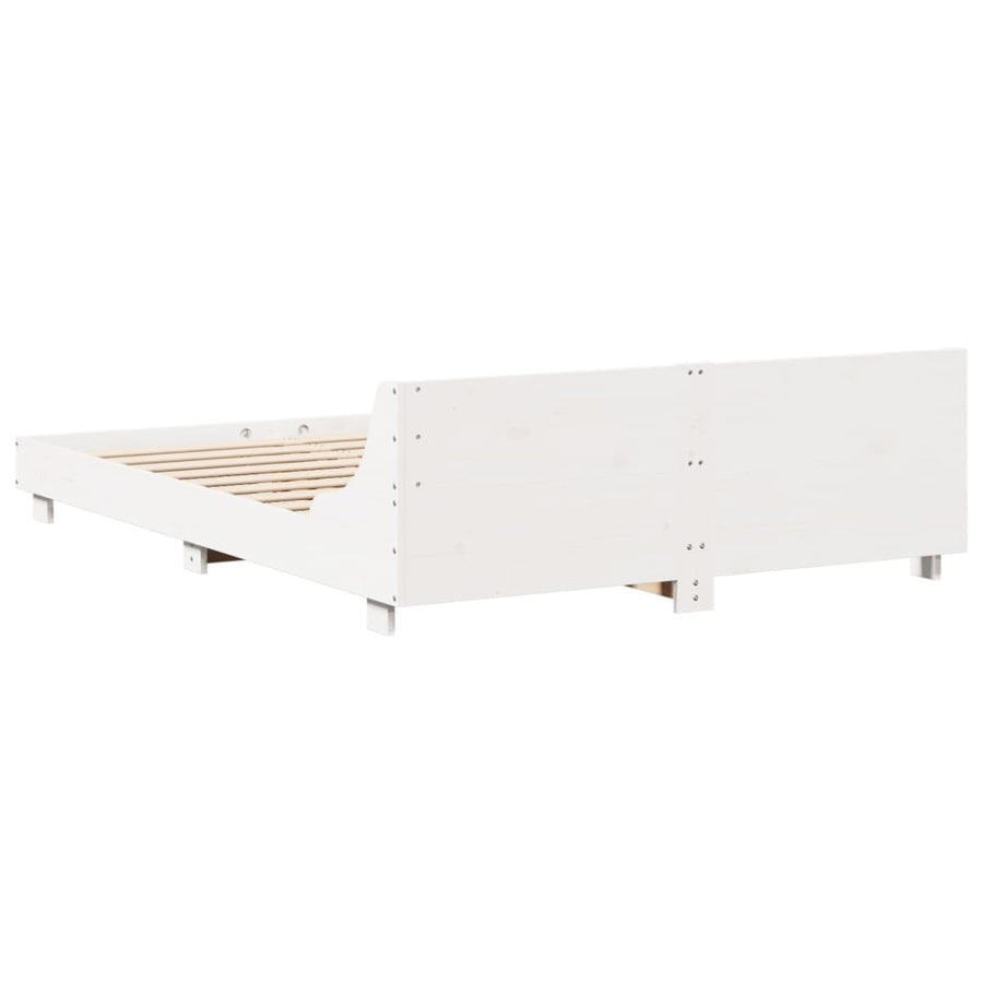 Bedframe met hoofdbord massief grenenhout wit 140x200 cm