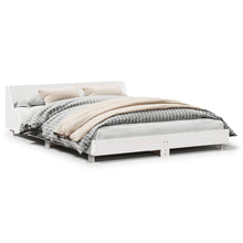 Bedframe met hoofdbord massief grenenhout wit 140x200 cm