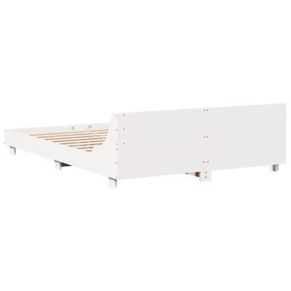 Bedframe met hoofdbord massief grenenhout wit 120x200 cm