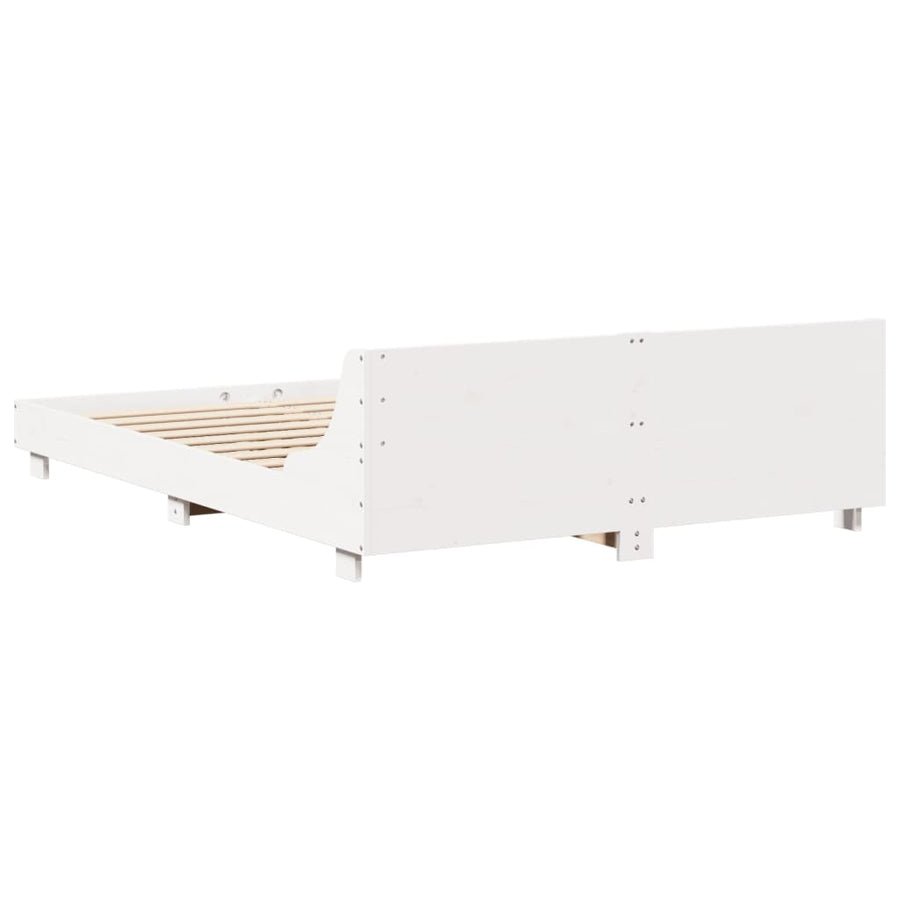 Bedframe met hoofdbord massief grenenhout wit 120x200 cm