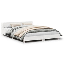 Bedframe met hoofdbord massief grenenhout wit 120x200 cm