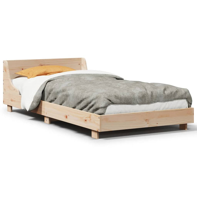 Bedframe met hoofdbord massief grenenhout 100x200 cm