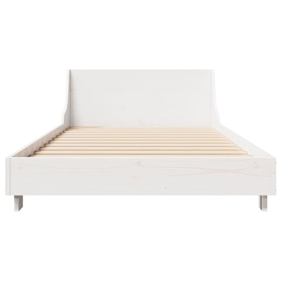 Bedframe met hoofdeinde 100x200 cm massief grenenhout wit