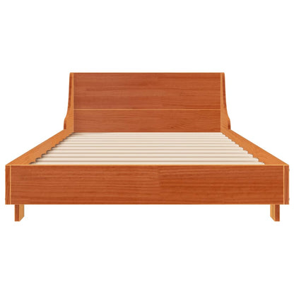 Bedframe met hoofdbord massief grenenhout wasbruin 100x200 cm