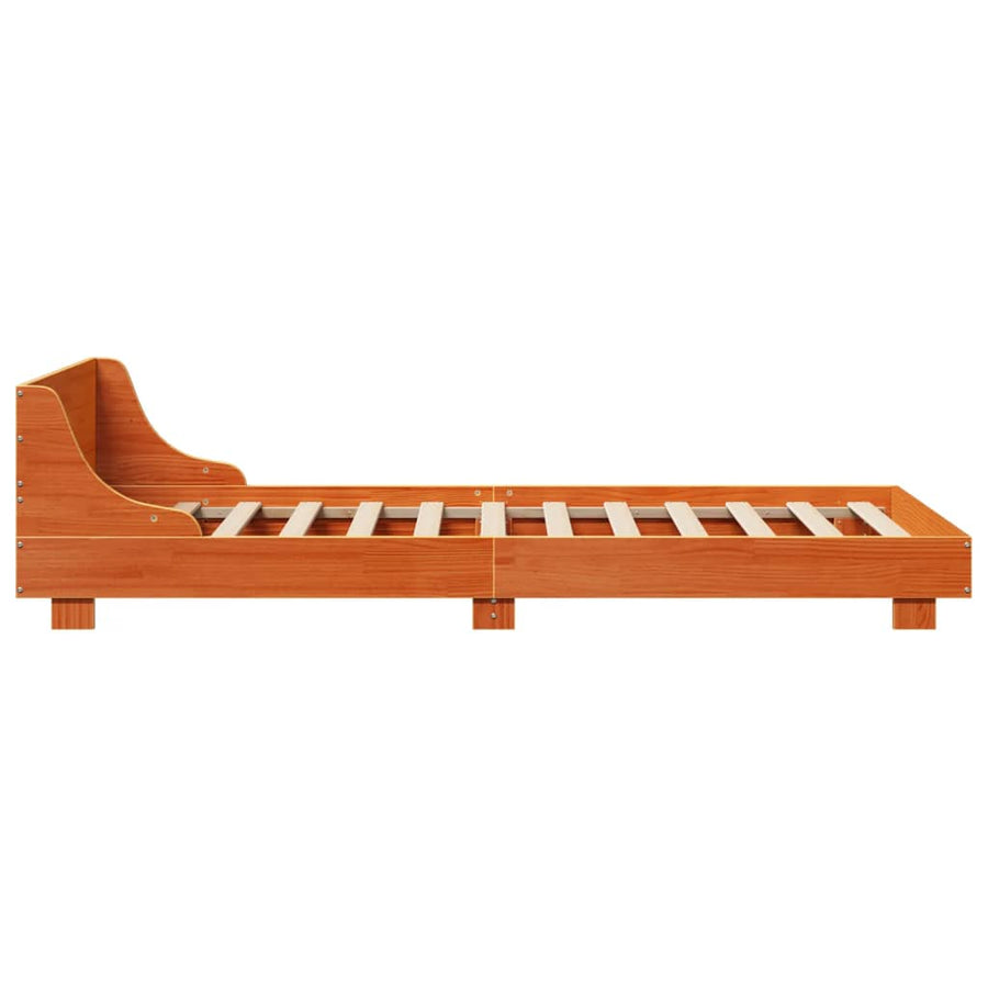 Bedframe met hoofdbord massief grenenhout wasbruin 100x200 cm