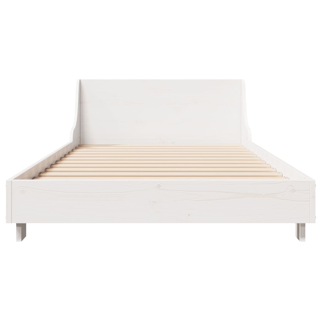 Bedframe met hoofdbord massief grenenhout wit 90x200 cm