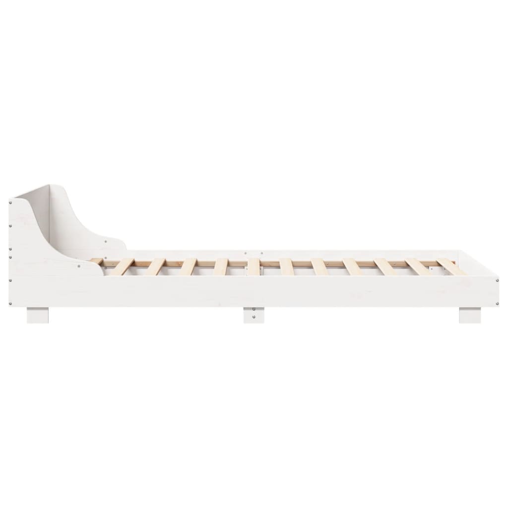 Bedframe met hoofdbord massief grenenhout wit 90x200 cm