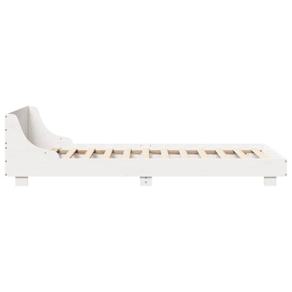 Bedframe met hoofdbord massief grenenhout wit 90x200 cm