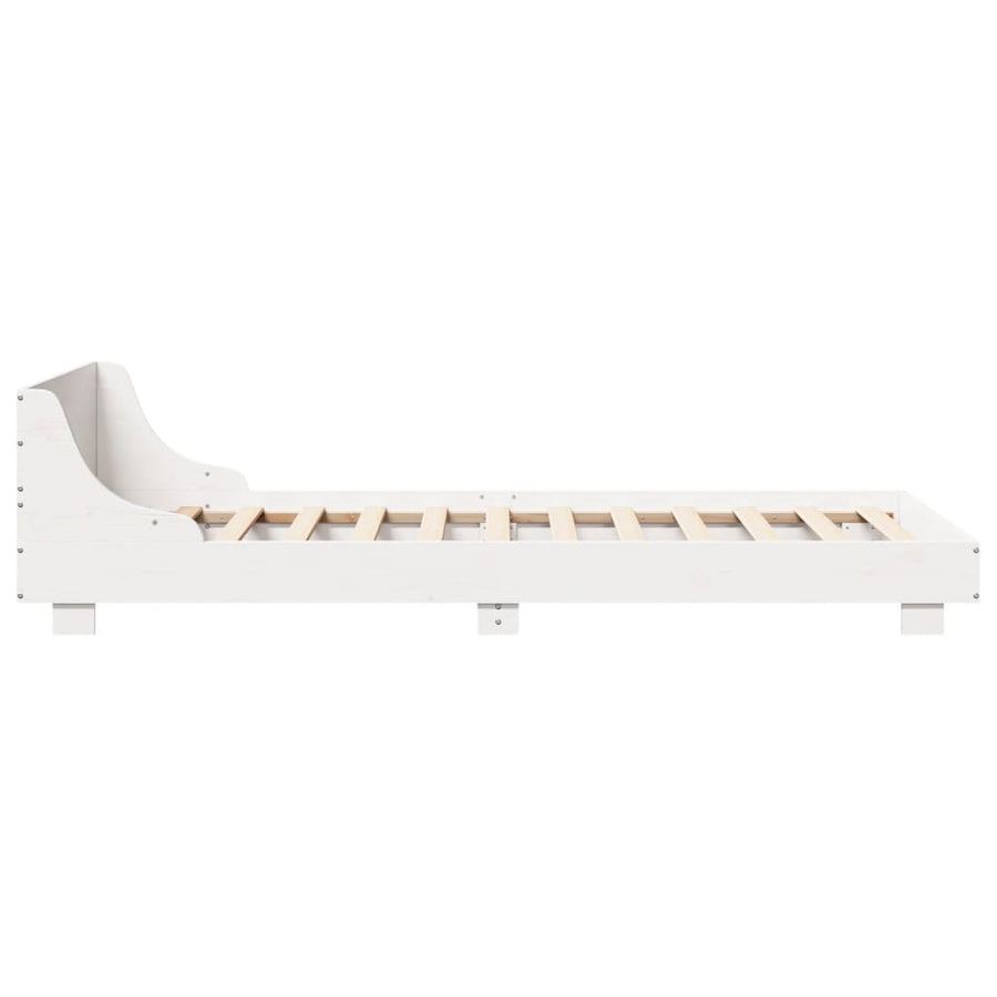 Bedframe met hoofdbord massief grenenhout wit 90x200 cm