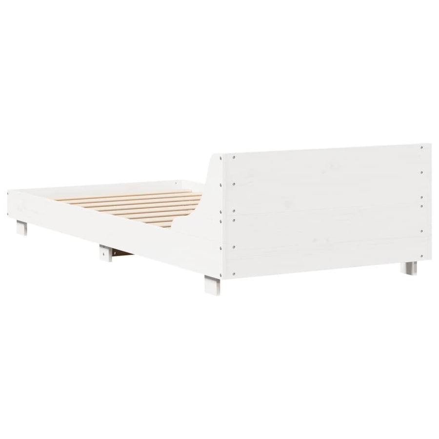 Bedframe met hoofdbord massief grenenhout wit 90x200 cm