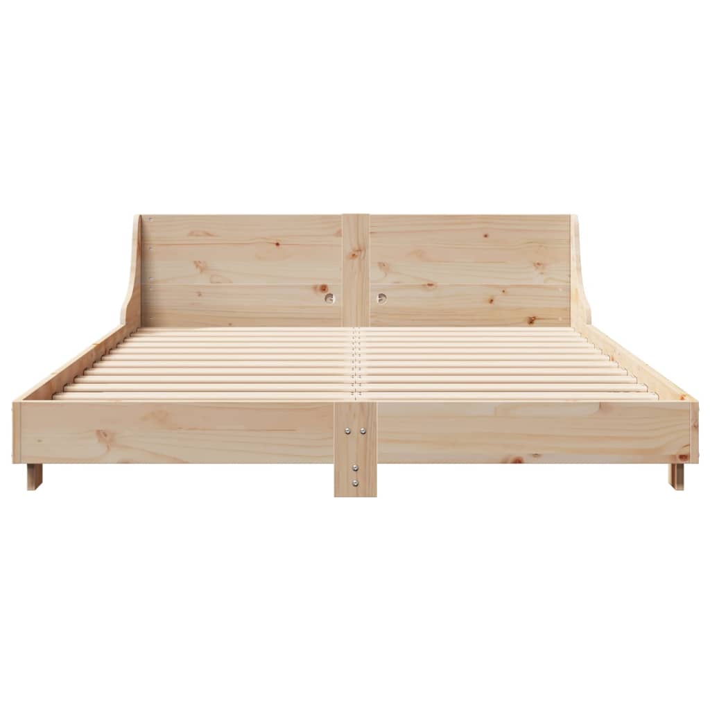 Bedframe met hoofdbord massief grenenhout 140x190 cm