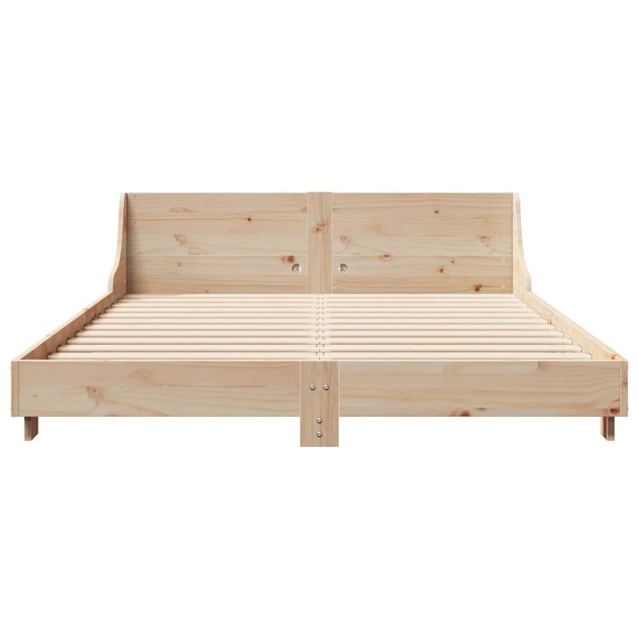 Bedframe met hoofdbord massief grenenhout 140x190 cm