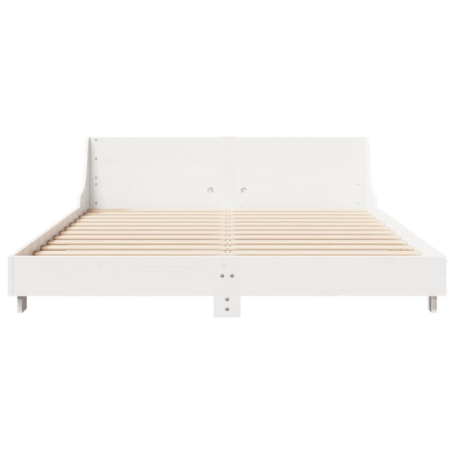 Bedframe met hoofdbord massief grenenhout wit 140x190 cm