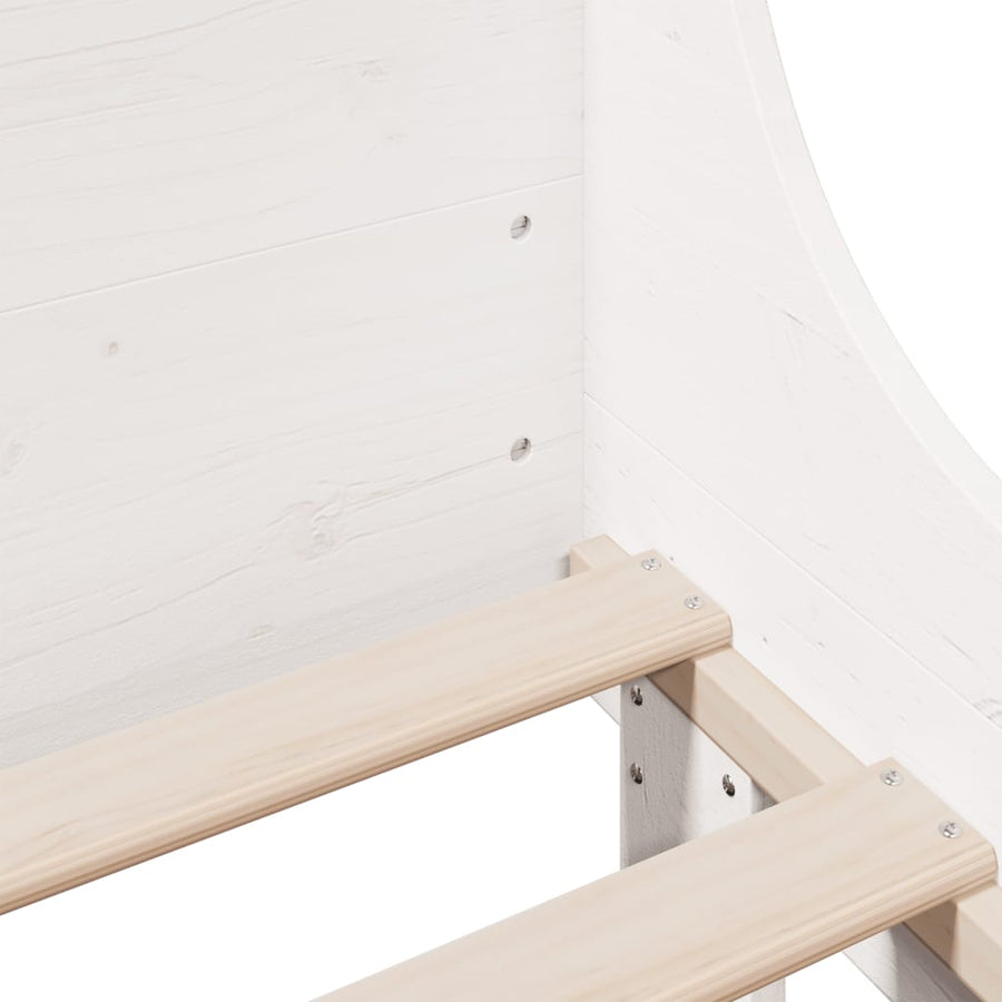 Bedframe met hoofdbord massief grenenhout wit 140x190 cm