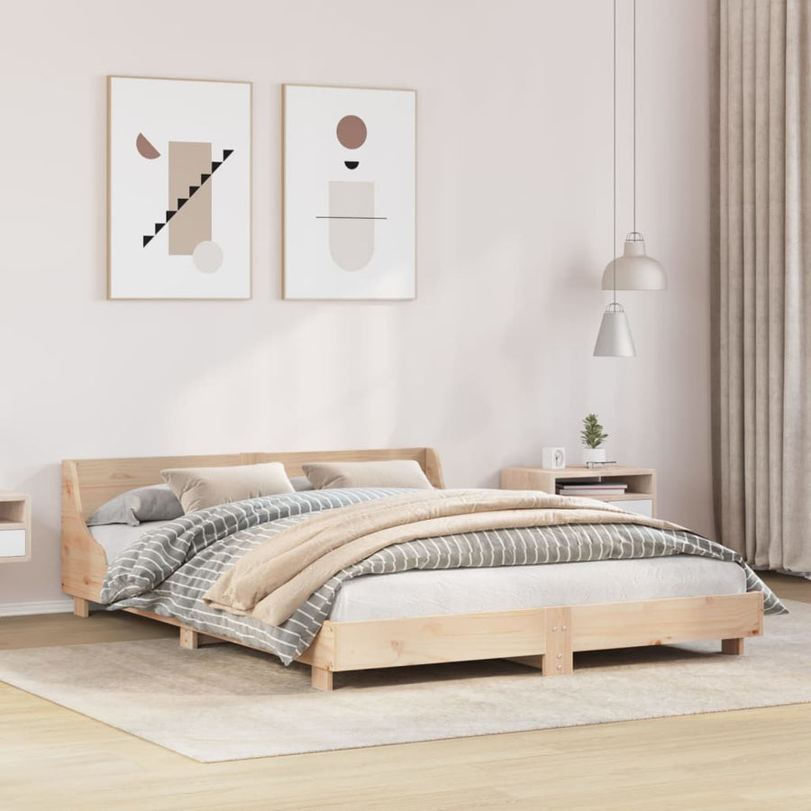 Bedframe met hoofdbord massief grenenhout 120x190 cm