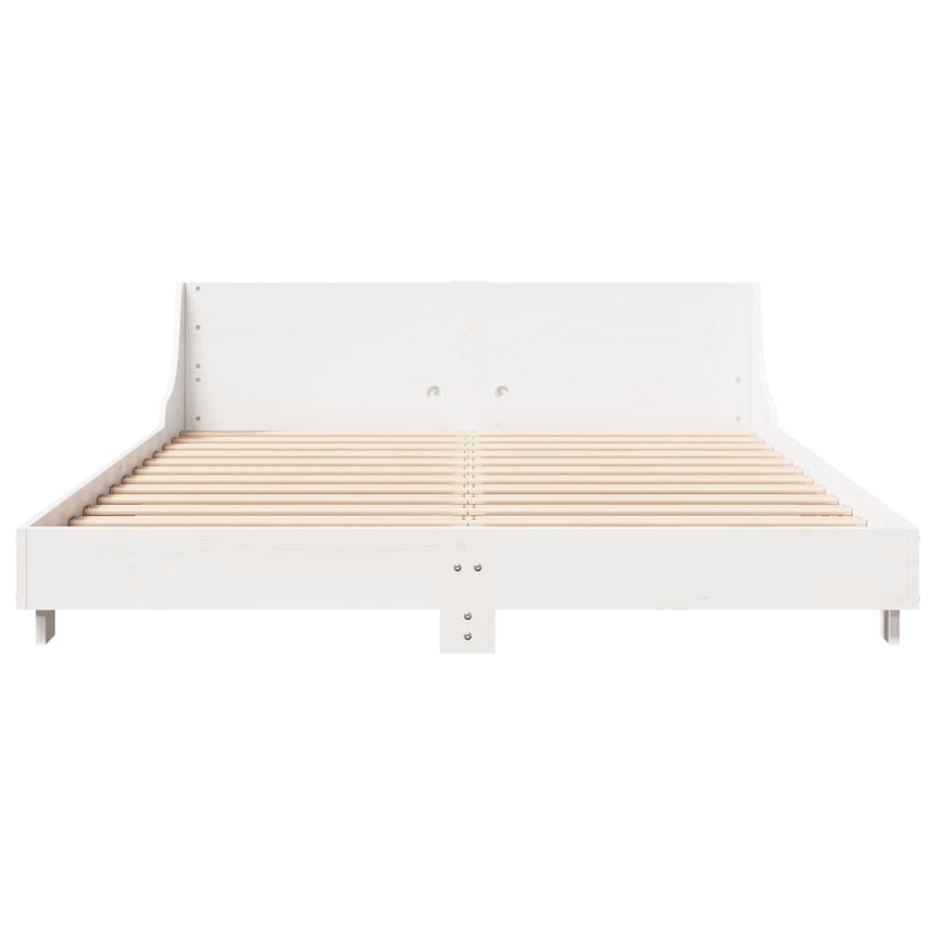 Bedframe met hoofdbord massief grenenhout wit 120x190 cm