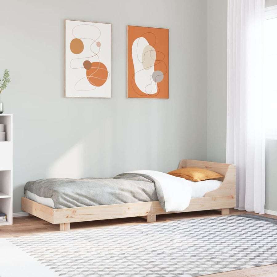 Bedframe met hoofdbord massief grenenhout 90x190 cm