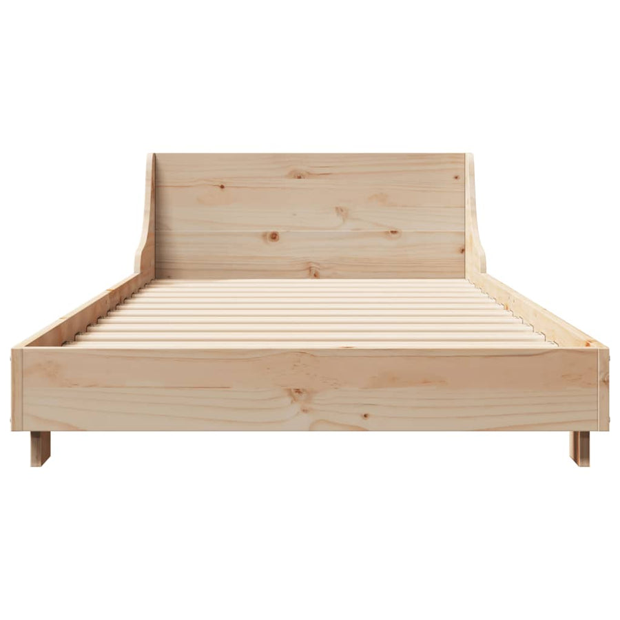 Bedframe met hoofdbord massief grenenhout 90x190 cm