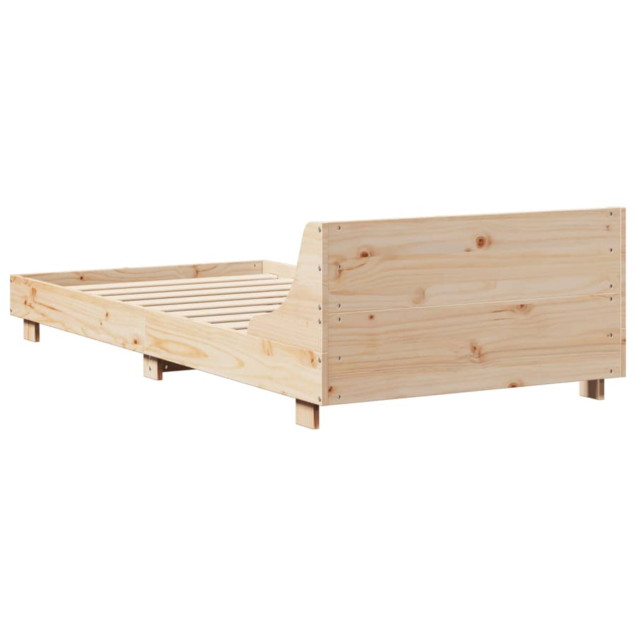 Bedframe met hoofdbord massief grenenhout 90x190 cm