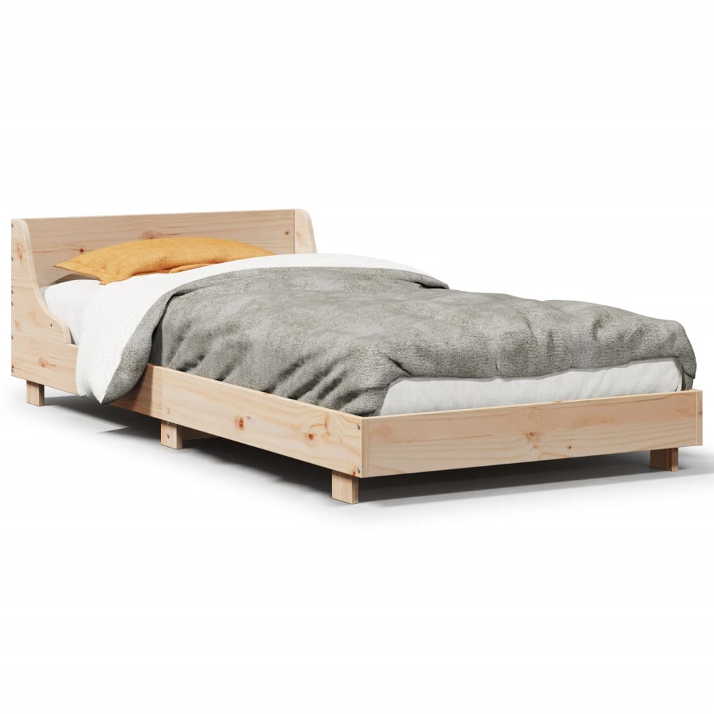 Bedframe met hoofdbord massief grenenhout 90x190 cm