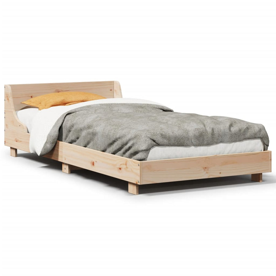 Bedframe met hoofdbord massief grenenhout 90x190 cm