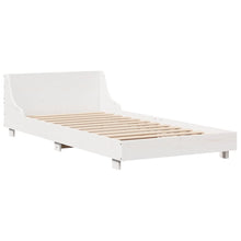 Bedframe met hoofdbord massief grenenhout wit 90x190 cm