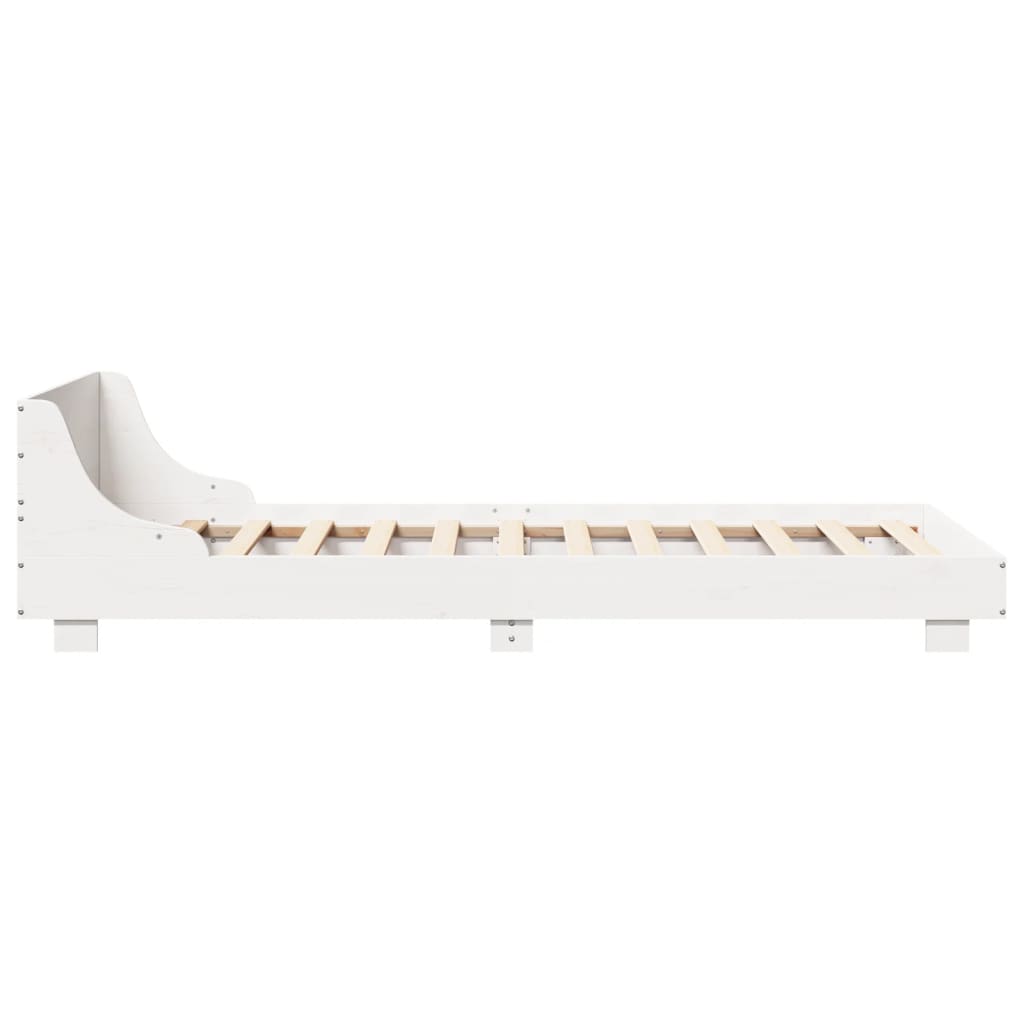 Bedframe met hoofdbord massief grenenhout wit 90x190 cm