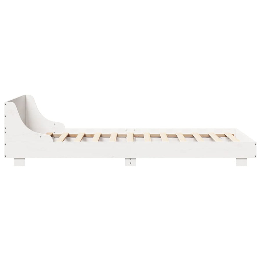 Bedframe met hoofdbord massief grenenhout wit 90x190 cm