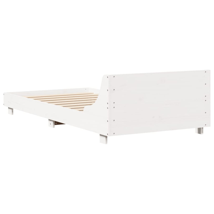 Bedframe met hoofdbord massief grenenhout wit 90x190 cm