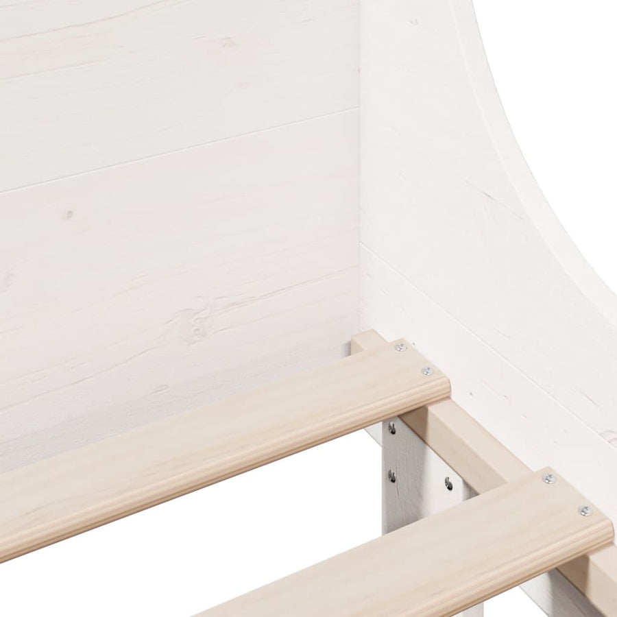Bedframe met hoofdbord massief grenenhout wit 90x190 cm