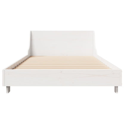 Bedframe met hoofdbord massief grenenhout wit 75x190 cm