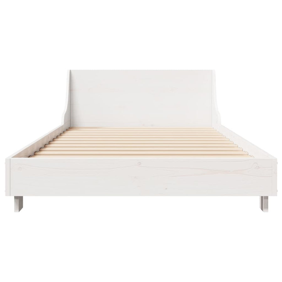 Bedframe met hoofdbord massief grenenhout wit 75x190 cm