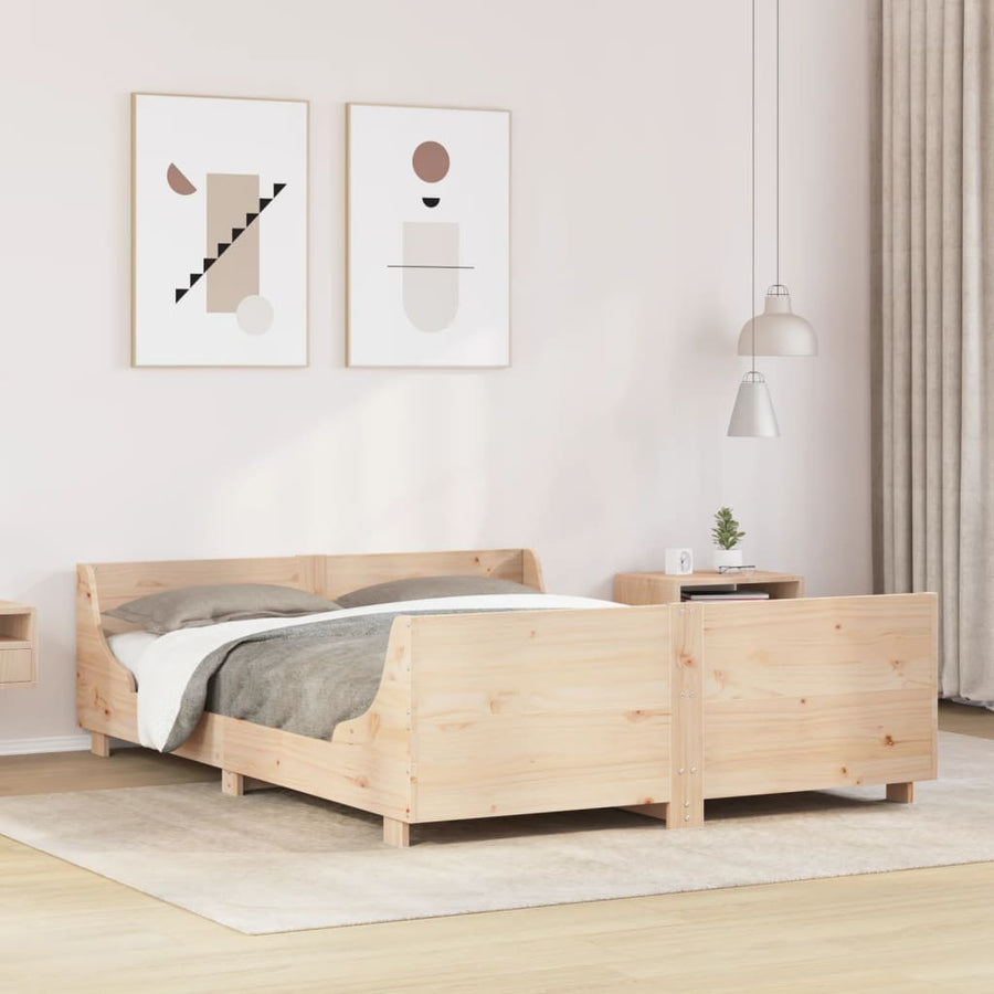 Bedframe met hoofdbord massief grenenhout 120x200 cm