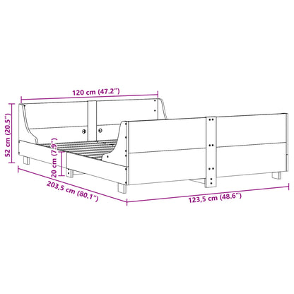 Bedframe met hoofdbord massief grenenhout 120x200 cm