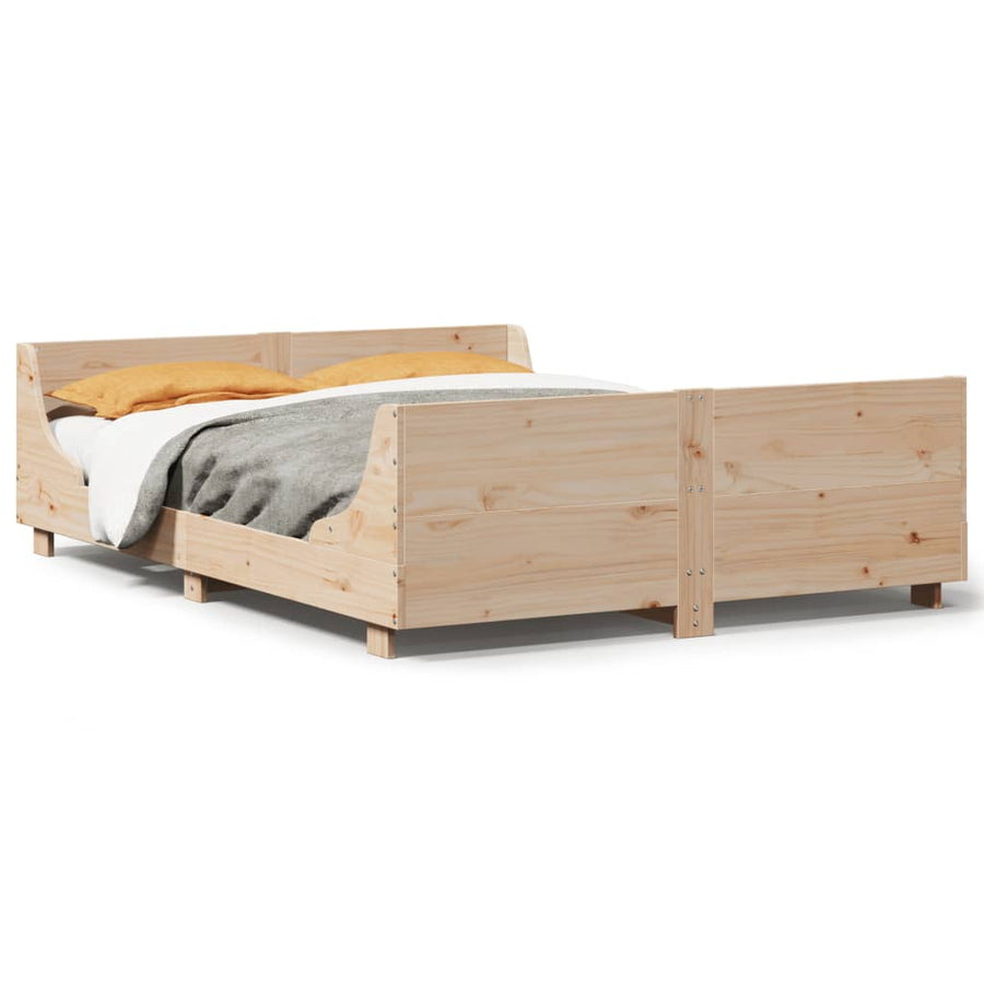Bedframe met hoofdbord massief grenenhout 120x200 cm
