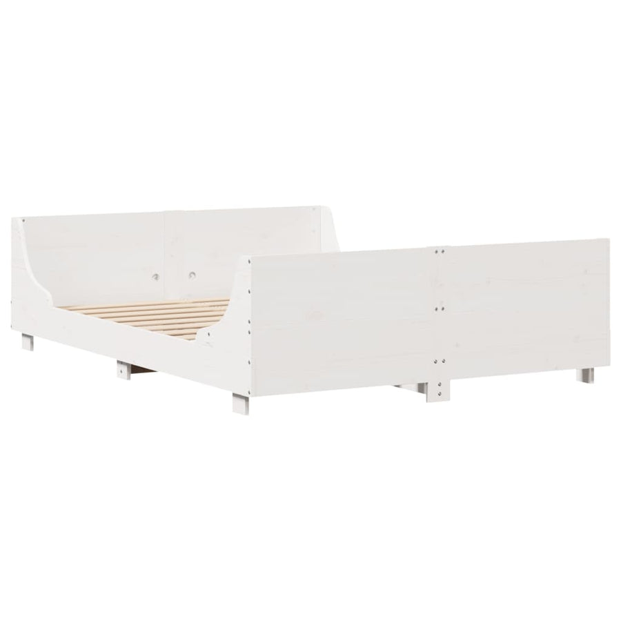 Bedframe met hoofdbord massief grenenhout wit 120x200 cm