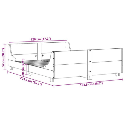 Bedframe met hoofdbord massief grenenhout wit 120x200 cm